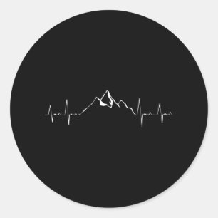 Heartbeat Mountain Hiking Climbing Outdoors Classic Round Sticker