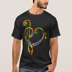 Heartbeat Music, Treble Clef, Heart, Bass Clef, Mu T-Shirt