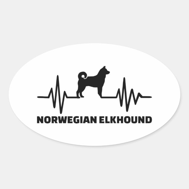 Heartbeat Norwegian Elkhound Oval Sticker (Front)