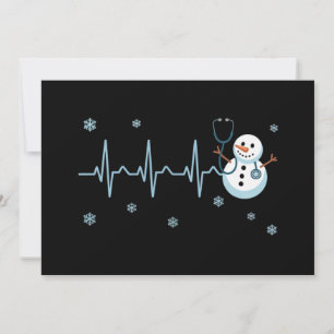 Heartbeat Nurse Snowman Christmas Invitation