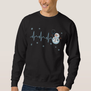 Heartbeat Nurse Snowman Christmas Sweatshirt