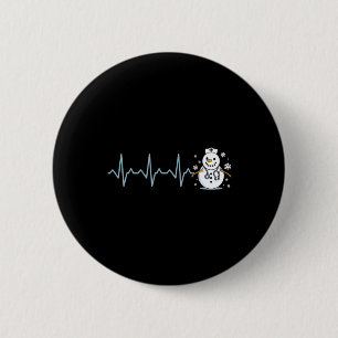Heartbeat Nurse Snowman Nurse Christmas 6 Cm Round Badge
