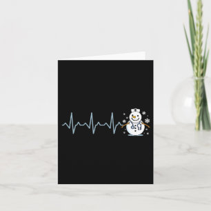 Heartbeat Nurse Snowman Nurse Christmas Card