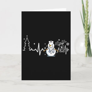 Heartbeat Nurse Snowman Nurse Christmas  Card