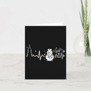 Heartbeat Nurse Snowman Nurse Christmas  Card