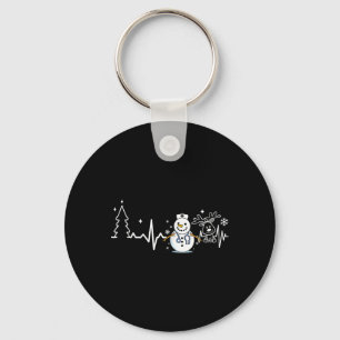 Heartbeat Nurse Snowman Nurse Christmas Key Ring