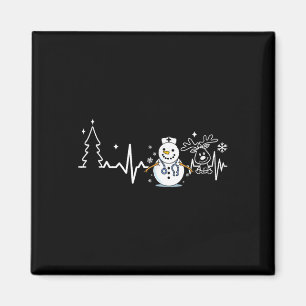 Heartbeat Nurse Snowman Nurse Christmas Magnet