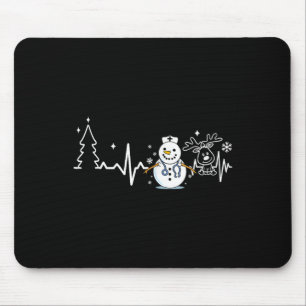 Heartbeat Nurse Snowman Nurse Christmas  Mouse Pad