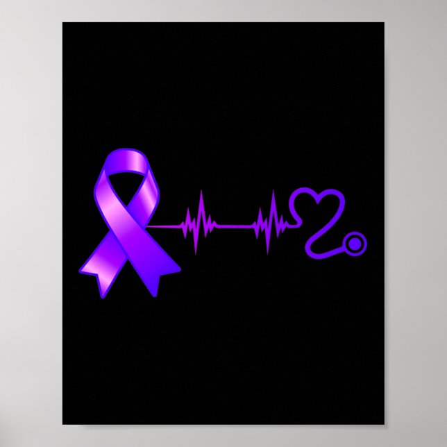 Heartbeat Opioid Ribbon Opioid Overdose Awareness  Poster (Front)