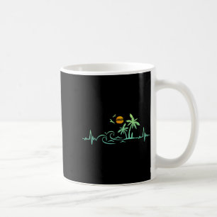 Heartbeat Palm Tree Retro Tropical Beach Island Coffee Mug