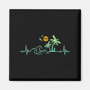 Heartbeat Palm Tree Retro Tropical Beach Island Magnet
