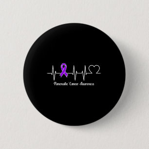 Heartbeat Pancreatic Cancer Warrior  6 Cm Round Badge