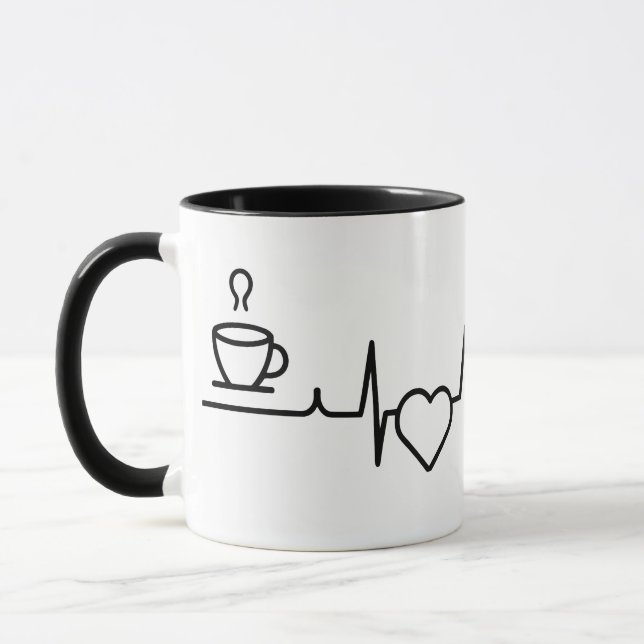 Heartbeat Pattern With Coffee Cup (Left)