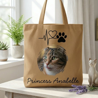 Heartbeat Paw Print Cat Mum Mother’s Day Tote Bag