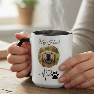 Heartbeat Paw Print Pet Love Graphic Mug