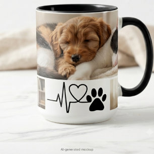 Heartbeat Paw Print Rescue Dog Mum Two-Tone Coffee Mug