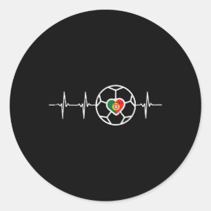 Heartbeat Portugal Flag Soccer Footll Fan Men Wome Classic Round Sticker
