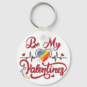 Heartbeat pride Heart, My valentine Key Ring