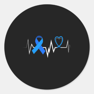 Heartbeat Products Alopecia Blue Ribbon Alopecia A Classic Round Sticker