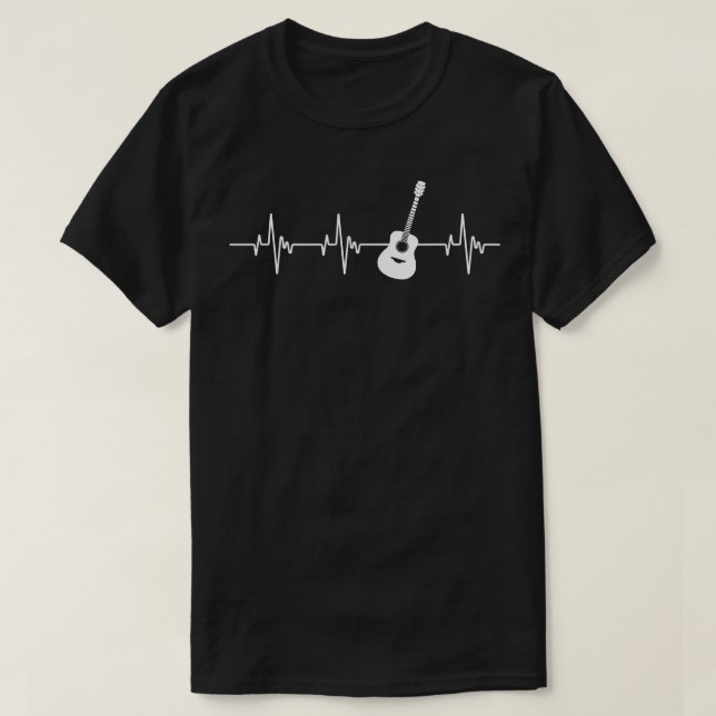 Heartbeat Pulse Bass Guitar Player Musician Guitar T-Shirt (Design Front)