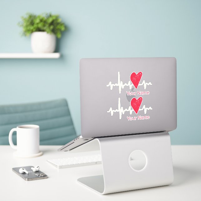 Heartbeat Pulse Heart Valentine's Day Or Mother's  (Laptop On Desk)
