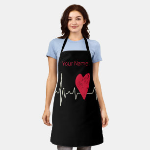 Heartbeat Pulse Heart Valentine's Day Or Mother's Apron