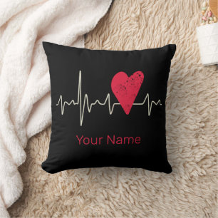 Heartbeat Pulse Heart Valentine's Day Or Mother's Cushion