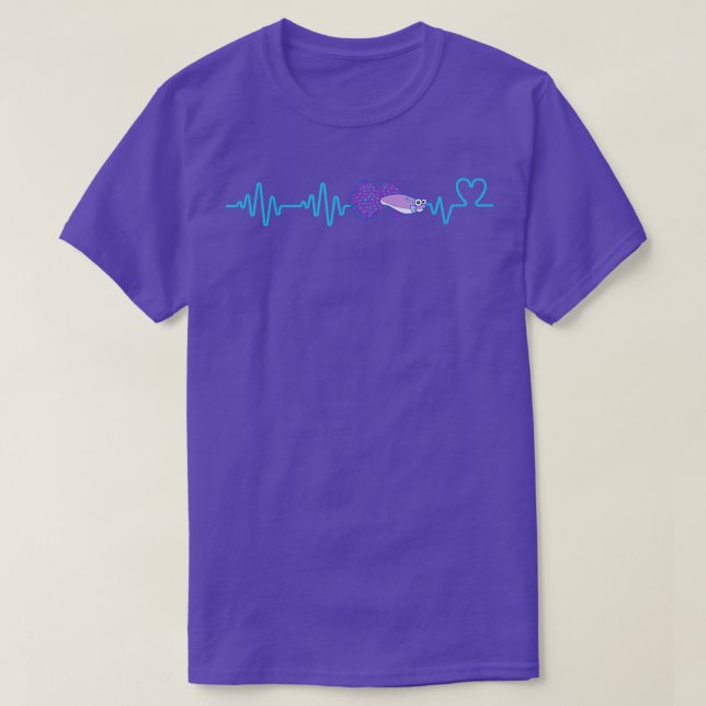 Heartbeat Purple Betta Fish Funny Fishkeeping Aqua T-Shirt (Design Front)