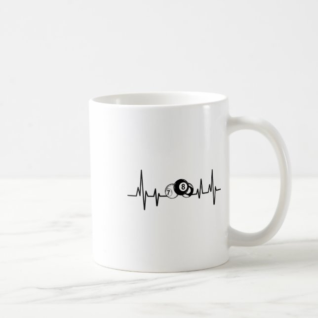 Heartbeat Rack Pool Billiard Player Billiards Cue  Coffee Mug (Right)