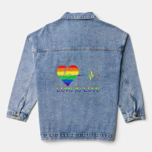 Heartbeat Rainbow Love Is Love Lgbt Lgbtq Gay Lesb Denim Jacket
