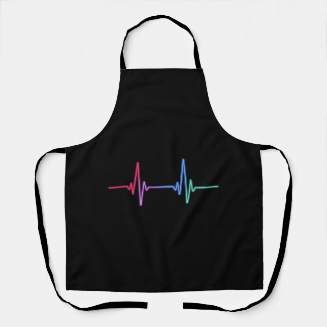 Heartbeat Rainbow Pride LGBTQ Ally  Apron (Front)