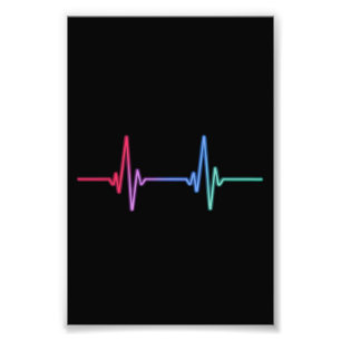 Heartbeat Rainbow Pride LGBTQ Ally  Photo Print