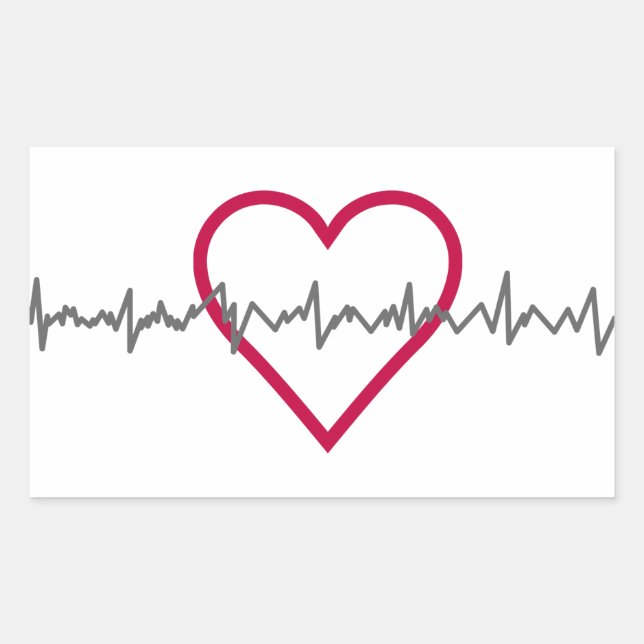 Heartbeat Rectangular Sticker (Front)