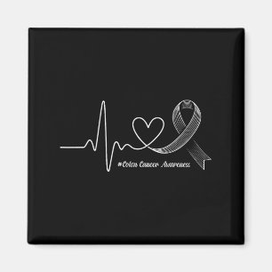 Heartbeat ribbon colon cancer awareness support magnet