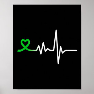 Heartbeat Ribbon Mental Health Awareness For Men W Poster