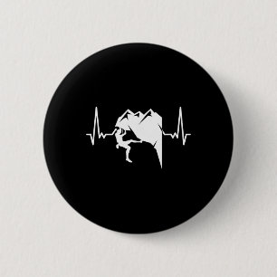 Heartbeat Rock Climbing Bouldering Mountain Climbe 6 Cm Round Badge