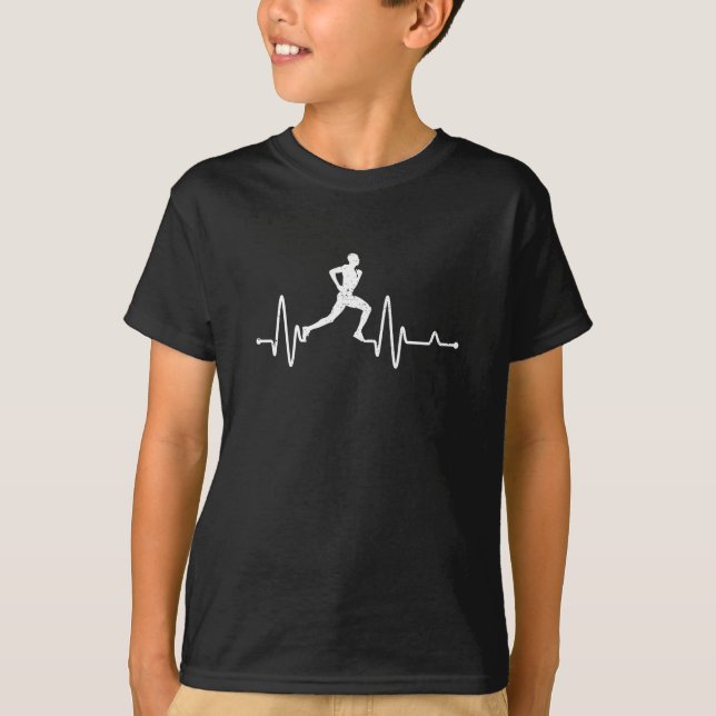 Heartbeat running pulse runner funny track and fie T-Shirt (Front)