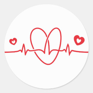 Heartbeat Scribbles Classic Round Sticker