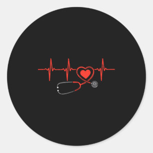 Heartbeat Scrub Valentine Nurse Valentines Day Rn Classic Round Sticker