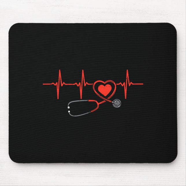 Heartbeat Scrub Valentine Nurse Valentines Day Rn  Mouse Pad (Front)