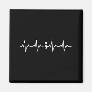 Heartbeat Semicolon Gift Suicide Prevention Awaren Magnet
