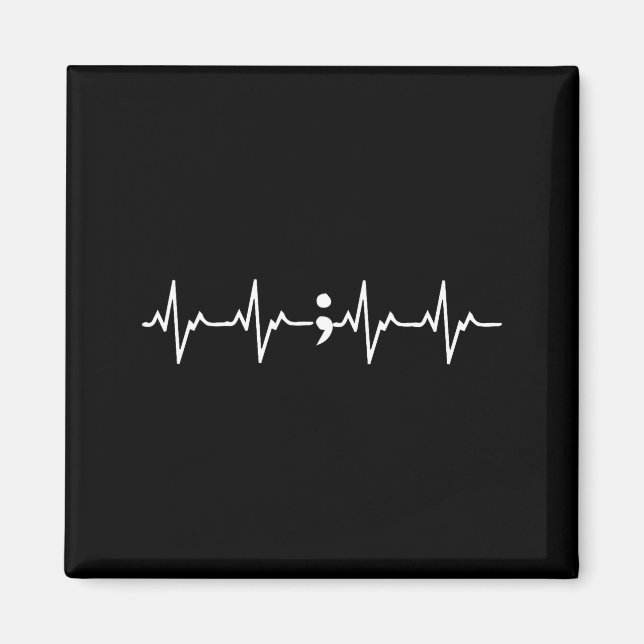 Heartbeat Semicolon Gift Suicide Prevention Awaren Magnet (Front)