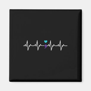 Heartbeat Semicolon Gift Suicide Prevention Awaren Magnet