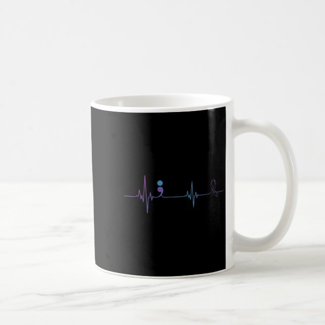 Heartbeat Semicolon Suicide Prevention Awareness  Coffee Mug (Right)