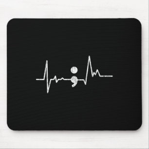 Heartbeat Semicolon Suicide Prevention Awareness G Mouse Pad