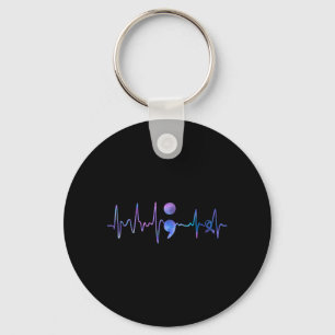 Heartbeat Semicolon Suicide Prevention Awareness Key Ring