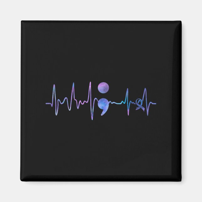 Heartbeat Semicolon Suicide Prevention Awareness  Magnet (Front)