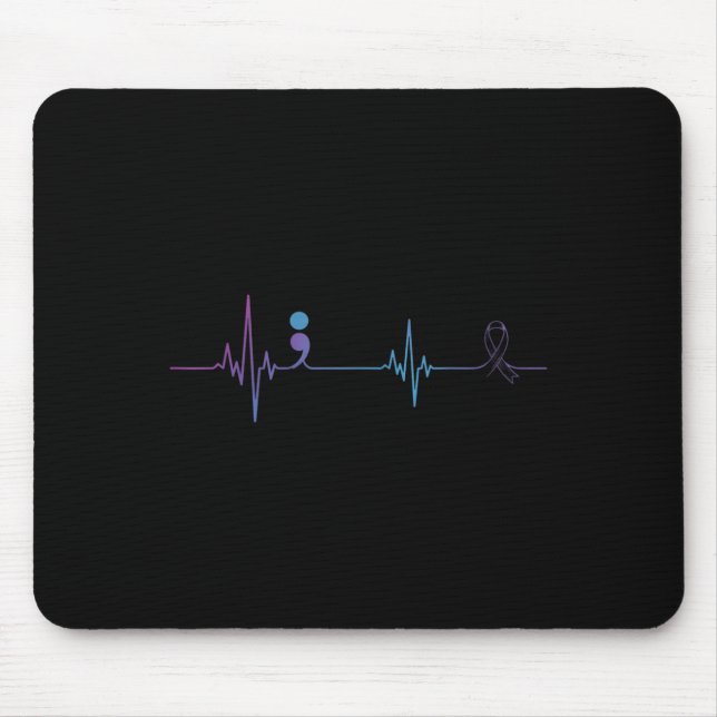 Heartbeat Semicolon Suicide Prevention Awareness  Mouse Pad (Front)