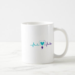 Heartbeat Semicolon Suicide Prevention Mental Awar Coffee Mug
