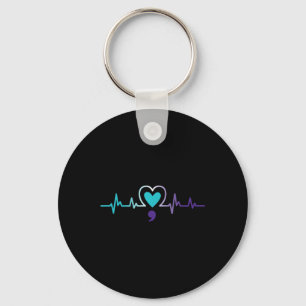 Heartbeat Semicolon Suicide Prevention Mental Awar Key Ring